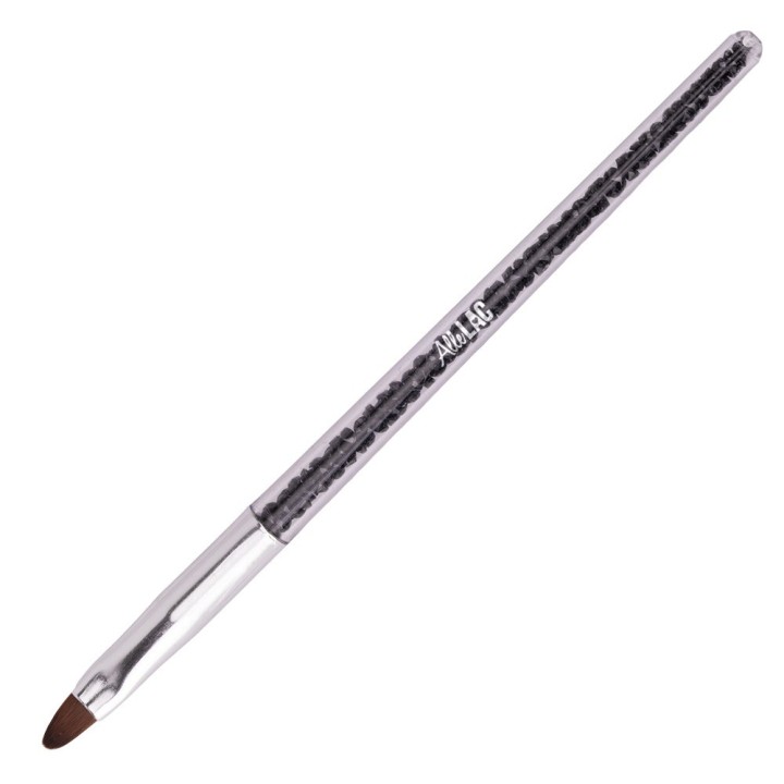 Pennello gel n° 6 nero con zirconi setola ovale lunghezza 8mm AlleLac